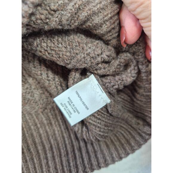 Cable Knit Chunky Cottagecore Boho Cardigan Mocha Plum sz M #2177 - Picture 6 of 7